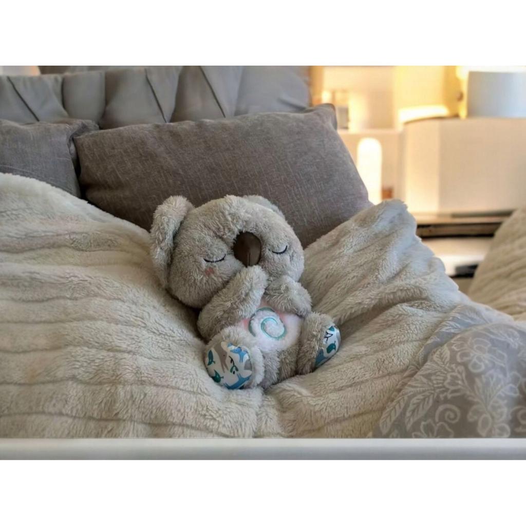 Simulated Breathing Koala Bear Plush Toy 25x15cm Brown Soother Stuffed Animal with Lullabies