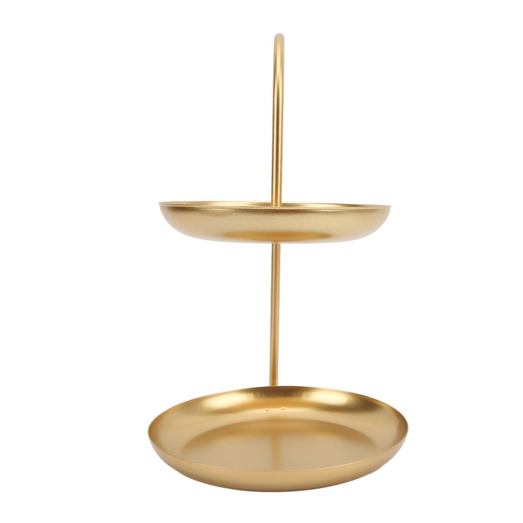 2 Tiered Fruit Tray Large Capacity Simple Nordic Style Gold Metal Snack Tray for Home Office