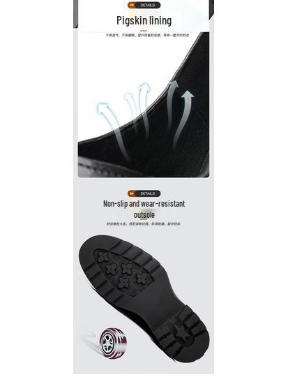 Men's Genuine Leather Formal Brogue Shoes - British, Thick-Soled, High-End Business Style, Top Layer Cowhide