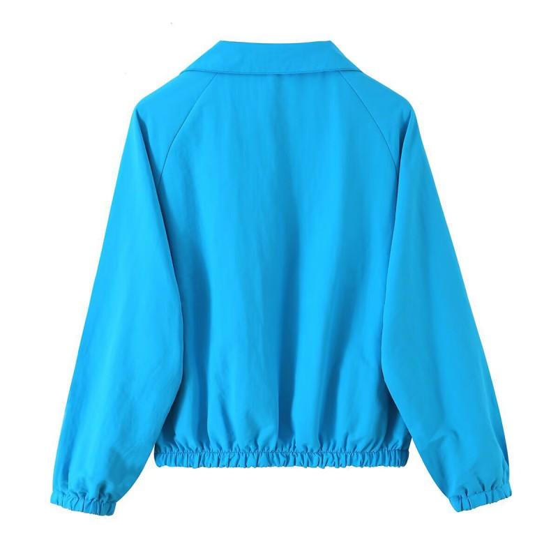 Womens Street Style Loose Fit Casual Zip Up Bomber Jacket Solid Color Fall Outerwear
