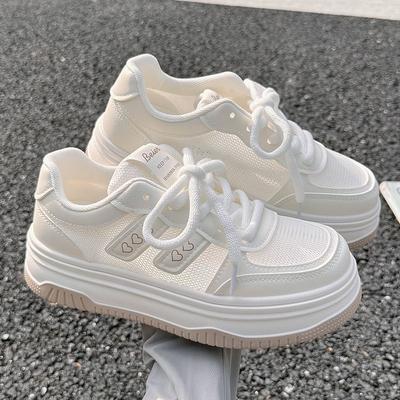 Sommer Mesh Plateau-Sneaker Dicke Sohle Freizeitschuhe Atmungsaktiv Zum Hineinschlüpfen Damenschuhe Sportlich Bequem Leichtgewichtige Damenschuhe