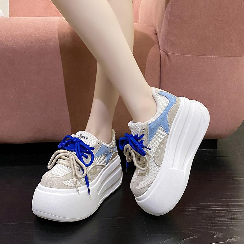 2025 Designer Women Platform Casual Buffalo Sneakers Low-top Light 6cm Sole Breathable Shoes Outdoor White Tennis Lace-up