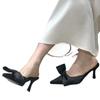 Fashion Summer Women's Slippers Pointed Toe Bow Tie Dress Sandals 2025 New Fashion Closed Toe Thin Heel Elegant Modern Slippers Zapatos