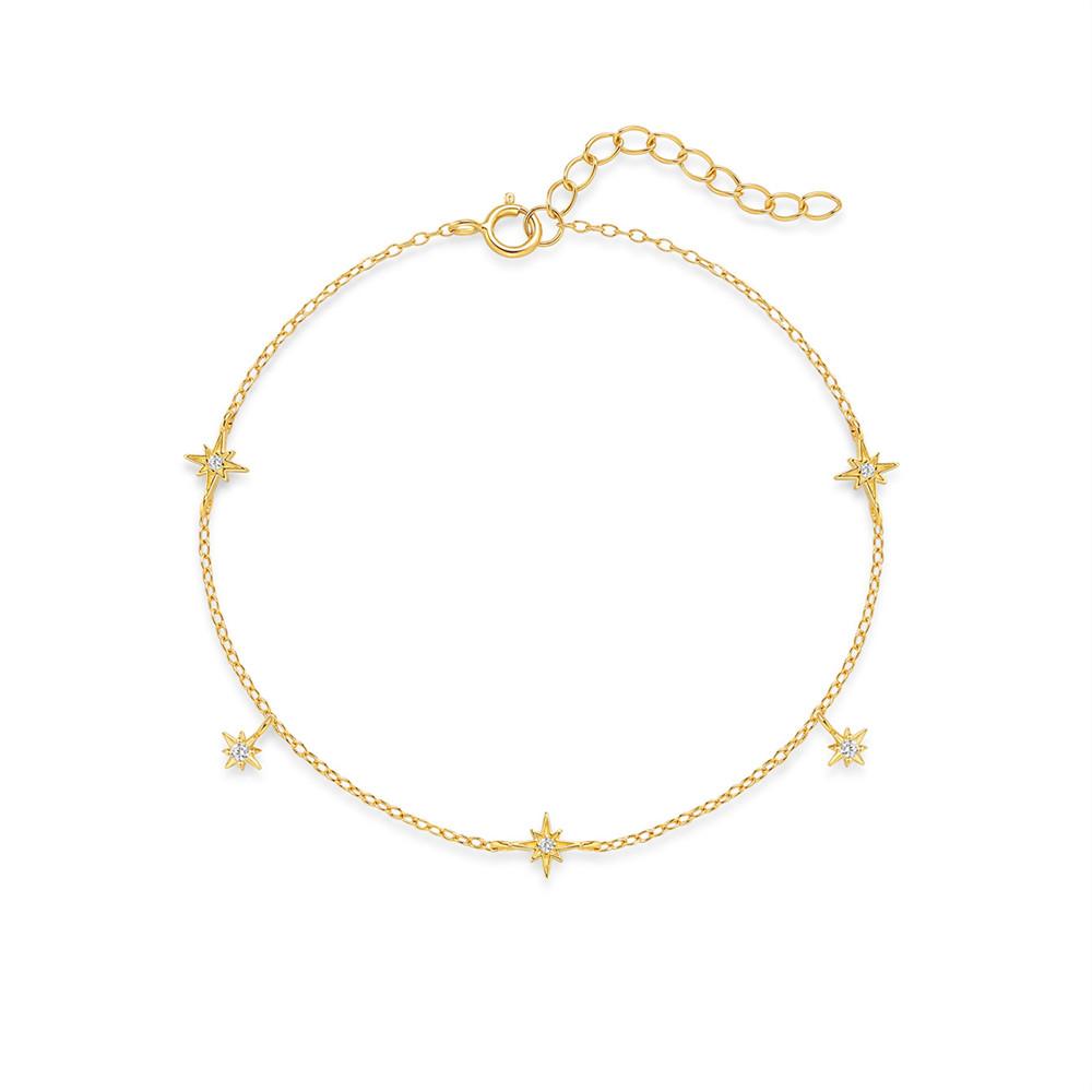 CANNER European American Style Eight-Pointed Star Zircon Bracelet S925 Silver Personality Simple Versatile Bracelet