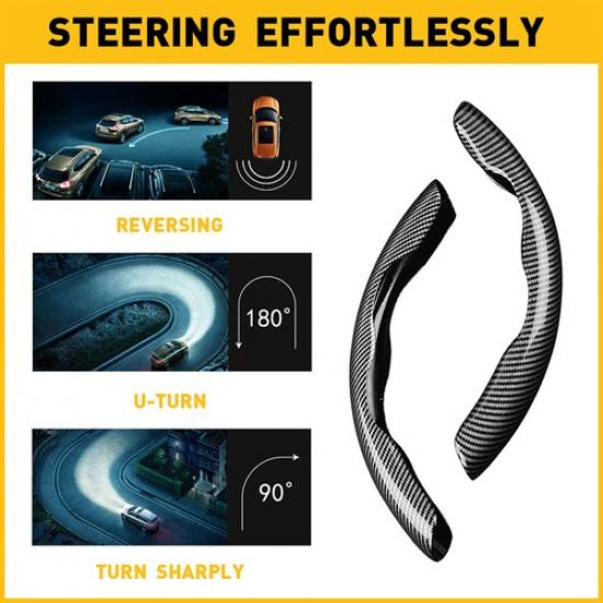 Black Carbon Fiber Universal Car Steering Wheel Booster Cover NonSlip Accessory