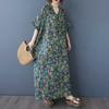 Women's Vintage Long Dress with Cotton and Linen Patterns