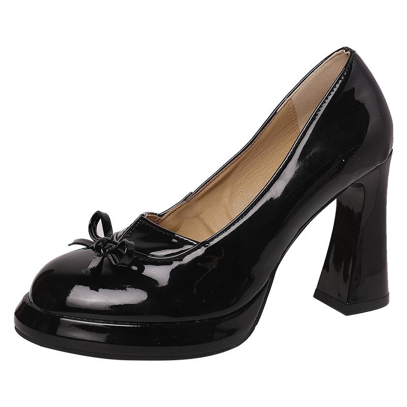 Piaohong French platform thick heel single shoes women's 2025 retro round head small man shallow mouth Mary Jane shoes super high heel