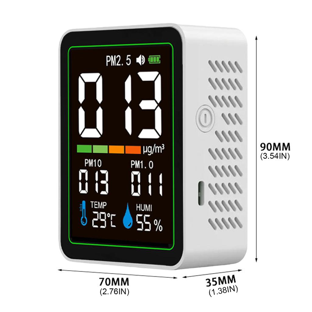 Indoor Air Quality Monitor Infrared Sensor Temperature Humidity PM2.5 PM10 PM1.0 Detection for Home Cars Plants and Pets