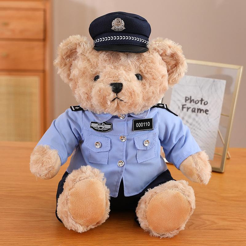 25/35cm Traffic Police Teddy Bear Plush Toy Cute Officer Reflective Riding Suit Plush Doll Anime Police Soft Bears Boys Gifts