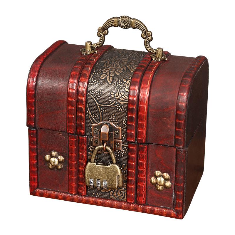 Classic Wooden Lockable Storage Box with Handle – Creative Gift Packaging for Jewelry and Accessories