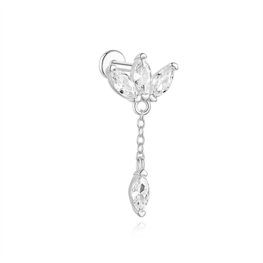 CANNER 1PZ Occhio di Cavallo Testa Piatta Filettato Perforazione Osso Auricolare Donna Argento 925 Ins Stella Fiore Geometria Zircone Orecchino a Lobo