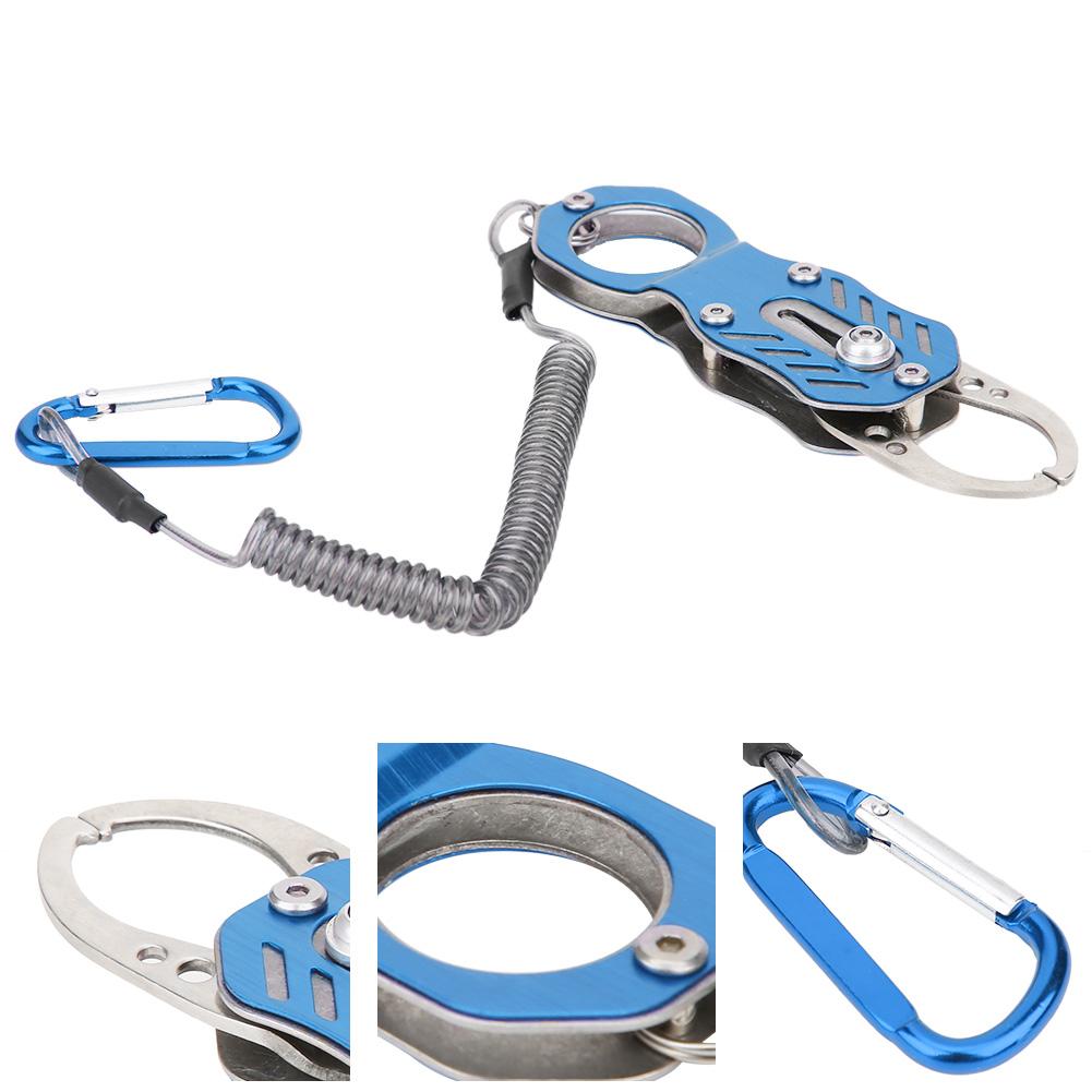 Mini Fishing Grip Aluminum Alloy Portable Fish Control Clamp with Anti‑Lost Rope(Charm Blue )