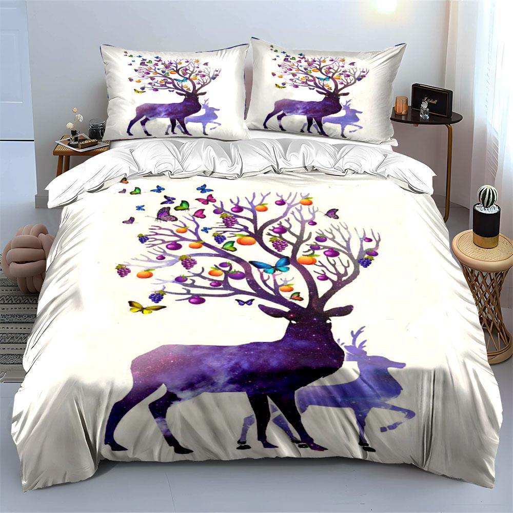 Colorful deer with antlers. Bedding sets Duvet cover sets Duvet covers Pillowcases(1 * Duvet Cover 2 * Pillowcases without duvet insert)