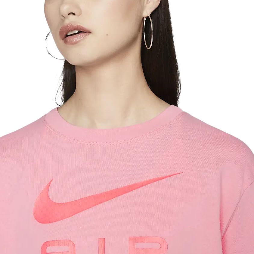 Nike Logo Buchstaben Print Locker Rundhals Kurzarm T-Shirt Damen Tops Pfirsich DX7919-611
