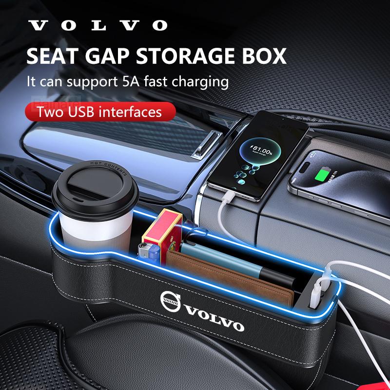 Pro Volvo XC40 XC60 XC70 XC90 S40 S60 S90 V40 V50 V60 V90 Auto USB Ambientní světlo Úložný box na sedadlo Box do mezery sedadla Autopříslušenství