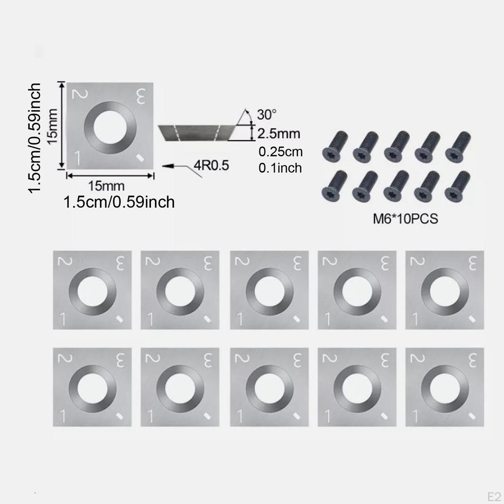 10x Carbide Inserts Cutter 15x15x2.5 Mmr50 4 Edges Lathe Woodturning Tools