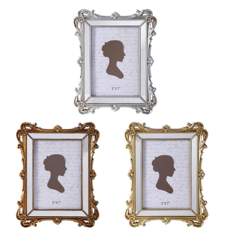 Classical European Styles Resin Picture Frame For Home Decoration With Embossed Pattern Antique Photo Holder Tabletop Display
