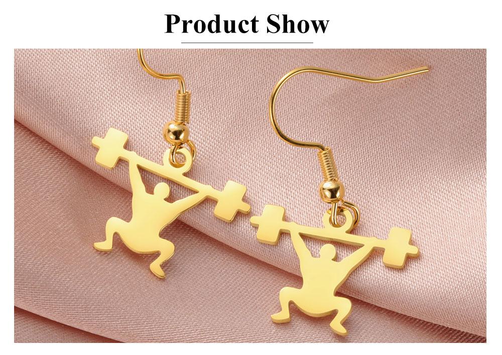 Cazador Gold Color Weightlifter Drop Earrings for Women Men Fitness Exercise Stainless Steel Jewelry Earrings 2026 Trend Gift