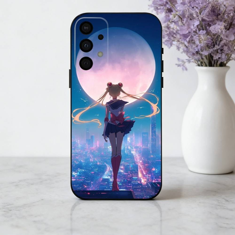 

Sparkle Pastel S-Sailor M-Moons Phone Case For Samsung Galaxy A73,A72,A71,A70,A53,A52,A51,Soft Silicone Black Cover Samsung a70