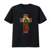Mexican Serape Leopard Our Lady of Guadalupe Mexico T Shirt Vintage Washed Unisex Slightly Casual Homme Versatile Soft Fashion