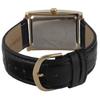 Peugeot Men's Vintage Rectangular 14K Gold-Plated Black Leather Strap Watch