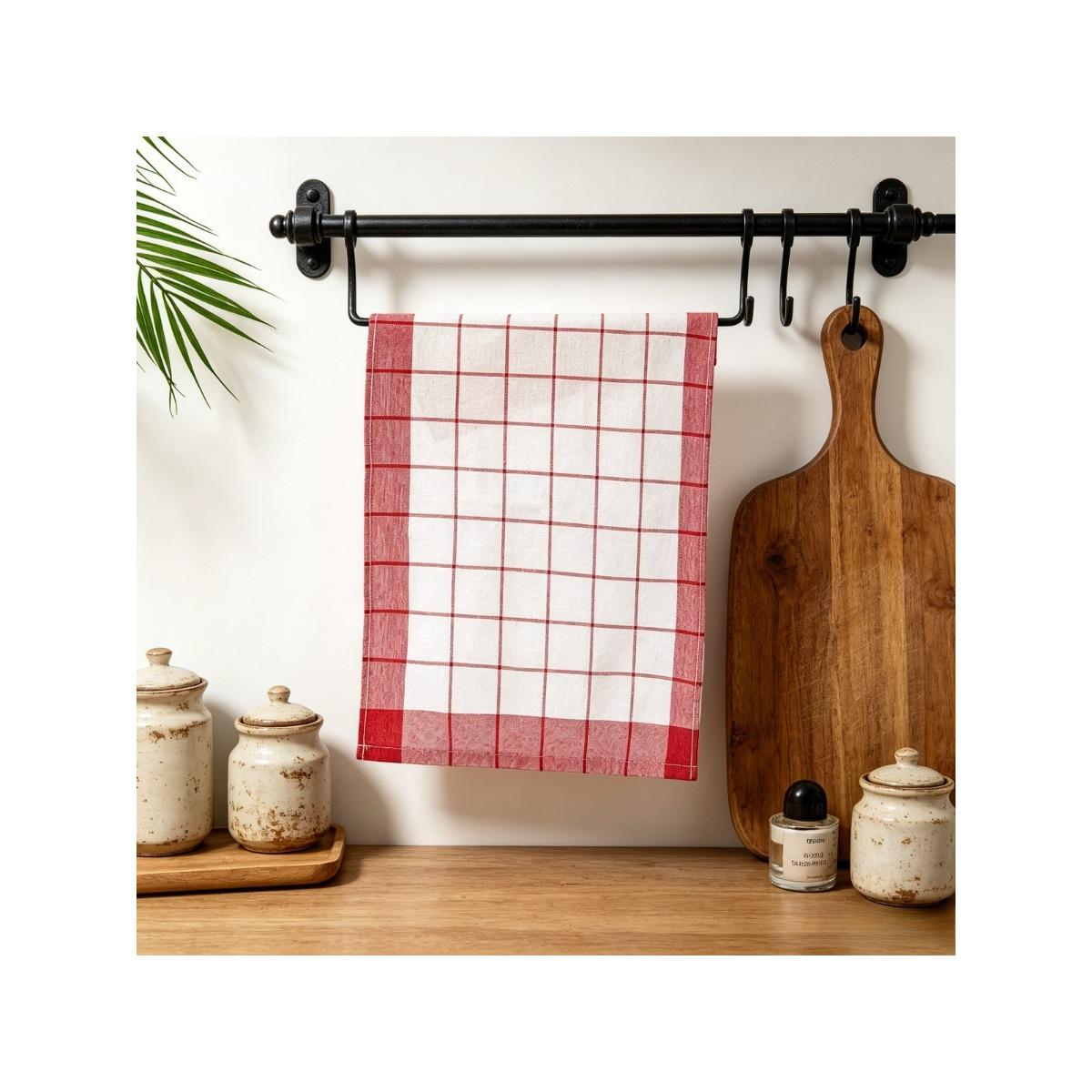 Mixed cotton checkered cloth, kitchen napkin cloth, household cleaning TM1654-1pcs-Red