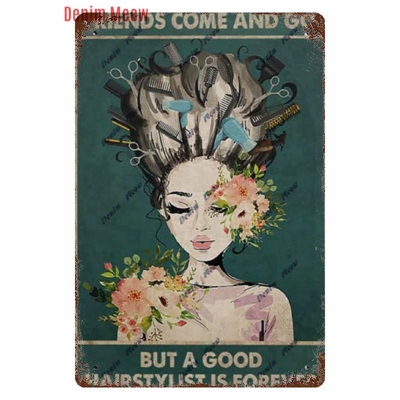 Vintage Hair Stylist Metal Tin Sign, Tattoo Artist Metal Poster, Retro Hairdressing Salon,  Room Wall Poster, Home Decor WY243