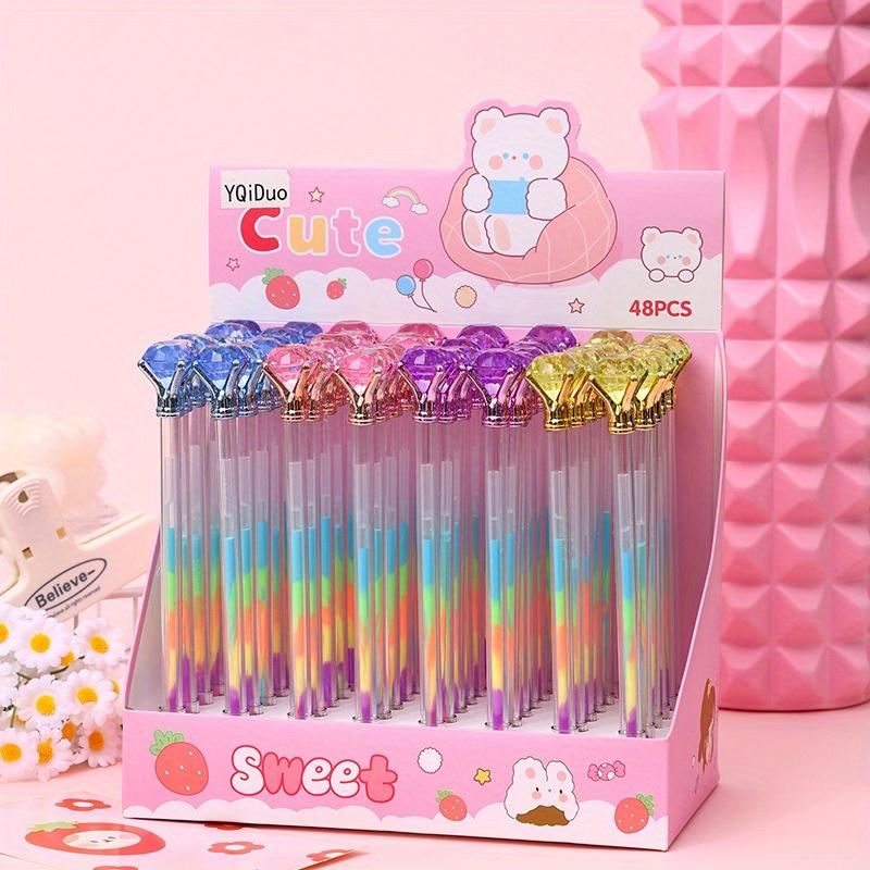 

Back to school season 48pcs 0.5mm imitation large diamond shape pastel pen color neutral pen key mark pen prize pen gift pen creative stationery 48pcs/box
