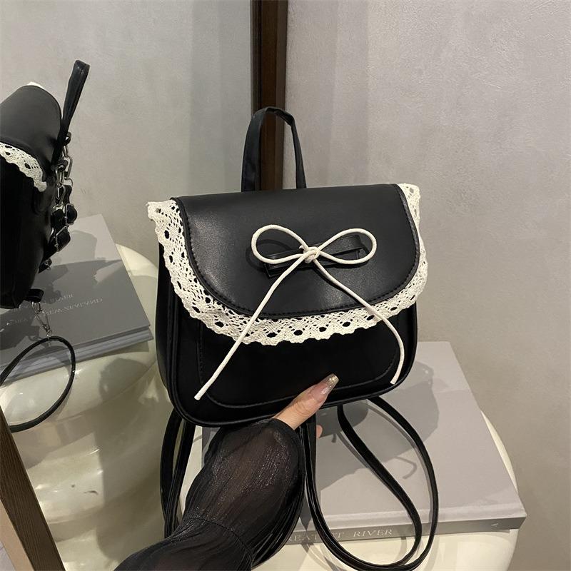 Sweet Lace Stylish Simple Design Bow Casual Shoulder Crossbody Portable Small Square Bag