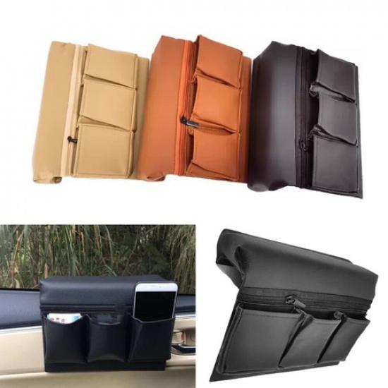 Car Window Armrest Hanging Bag Storage Box Pocket Organizer with Phone Holder