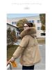 Women's Mid-Length Cotton Jacket with Large Fur Collar, Hooded, Winter 2024 Style, Warm Outerwear.