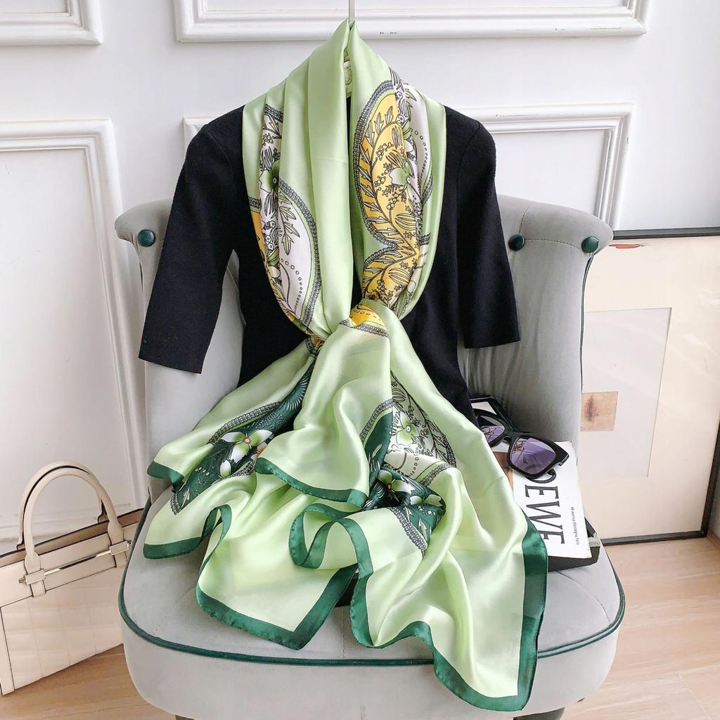 elegant women' large silk scarf as a gift 180x90 navy blue