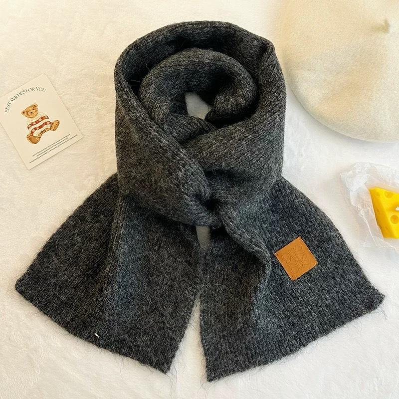 New Wool Knitted Scarf for Women Winter Ins Korean Fashion Versatile Warm Student Student Skin Friendly Soft Scarf