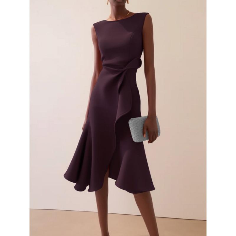 DAFIFY Dámská móda Léto Jaro Jednobarevný potisk Ležérní šaty bez rukávů s výstřihem do O s vysokým pasem