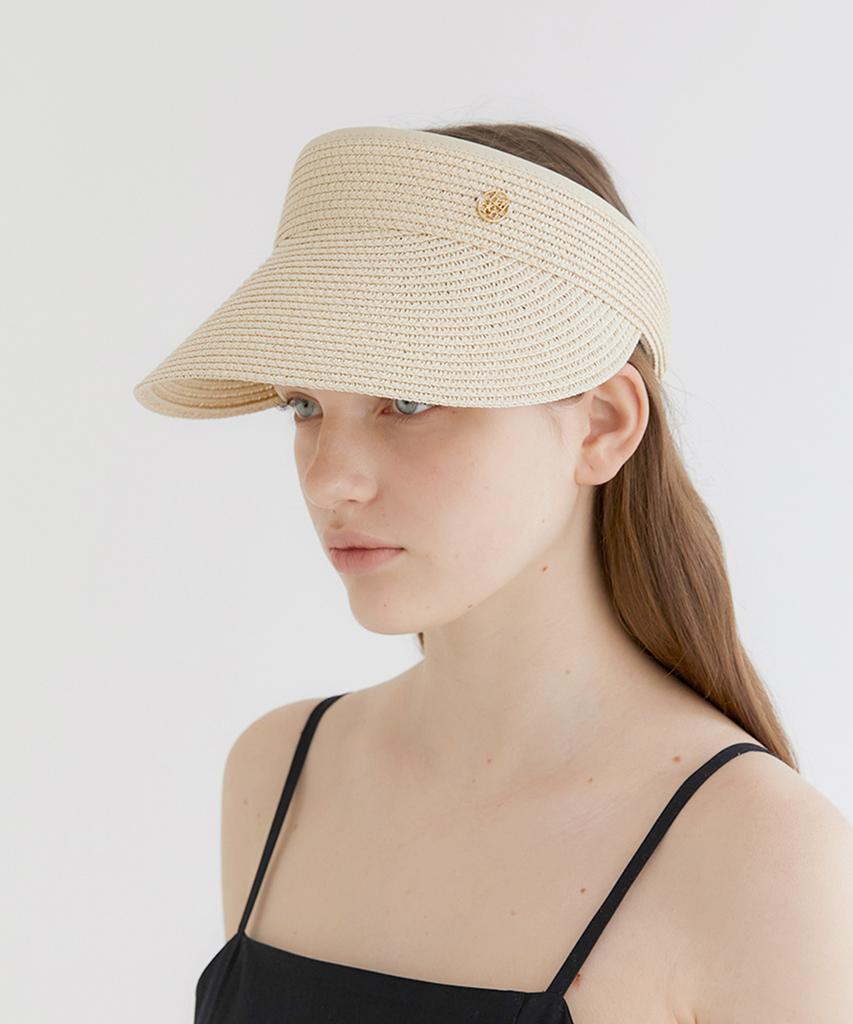 Hallen Basic Logo Pendant Raffia Sun Visor (C009_Ivory)