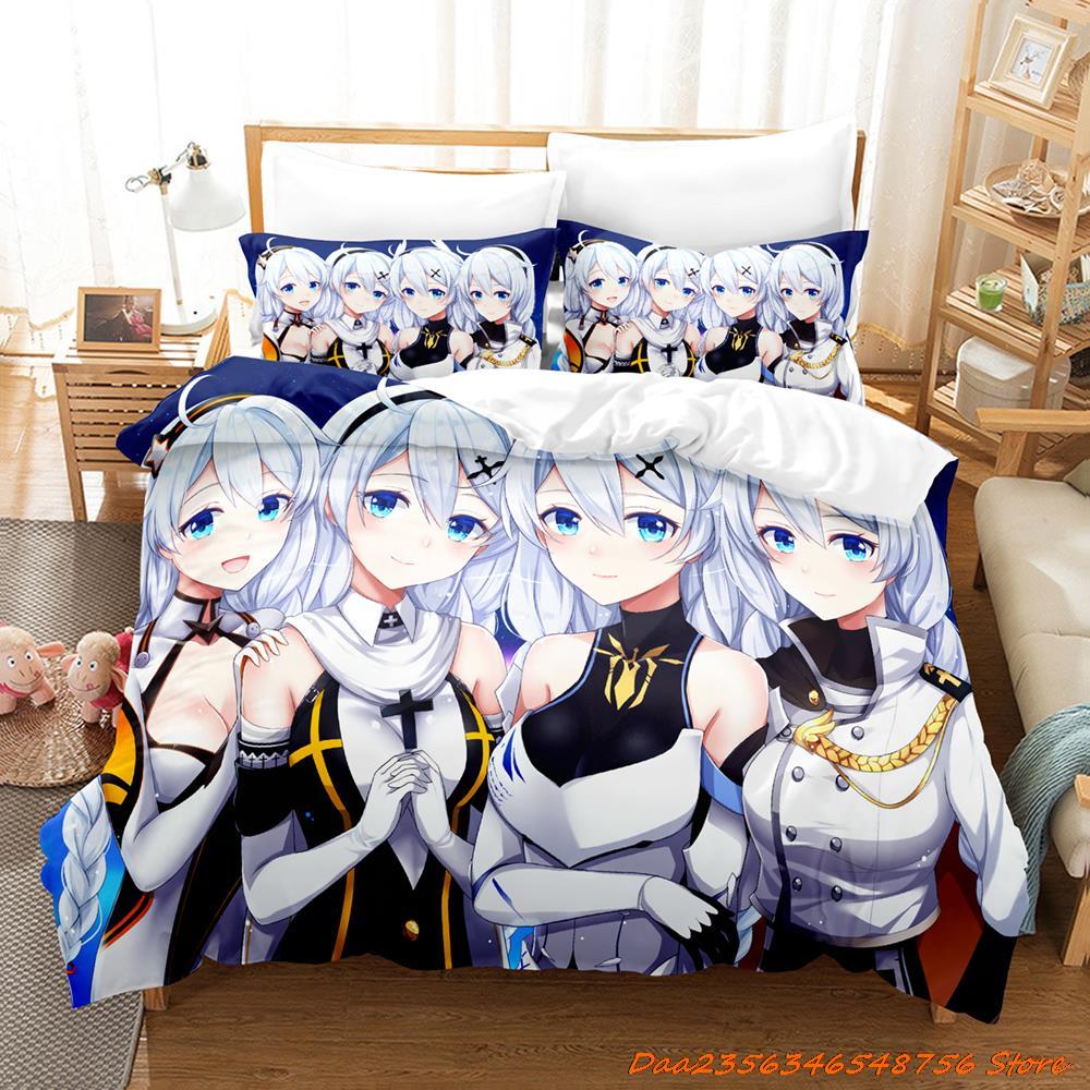 Bettdecke Honkai Impact 3 Bettwäsche-Set Cartoon Anime Dreiteiliges Set Erwachsener Kind Schlafzimmer Bettdecken-Sets 3D Kawaii Mädchen Niedlich Damen Bettwäsche-Set