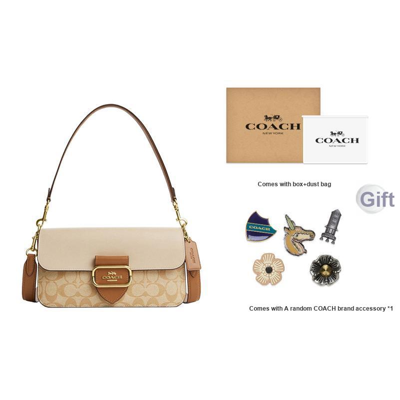Coach Morgan 27 Farbblock Signature Beschichtetes Canvas und Kalbsleder Tote Schultertasche Groß Damen Handtaschen Hell-Khaki CR332-IMWQ4