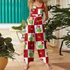 Women's Casual Loose Jumpsuit Christmas Print Wide Leg Jumpsuit Sleeveless With Pockets