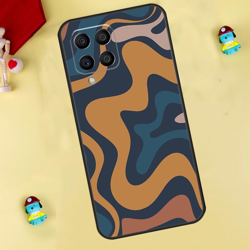 Liquid Swirl Pattern Beige Green Case For Samsung Galaxy M55 M14 M34 M54 M32 M52 M15 M11 M12 M13 M06 M16 M36 M56 M31 M53 M35