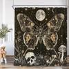 Vintage Butterfly Dragonfly Shower Curtain Flower Skull Mushroom Witch Magic Halloween Bath Decor Retro Polyester Bath Curtain