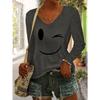 Smiling Face Women's Autumn,Winter Casual European,American Style Graphic Print T-Shirt