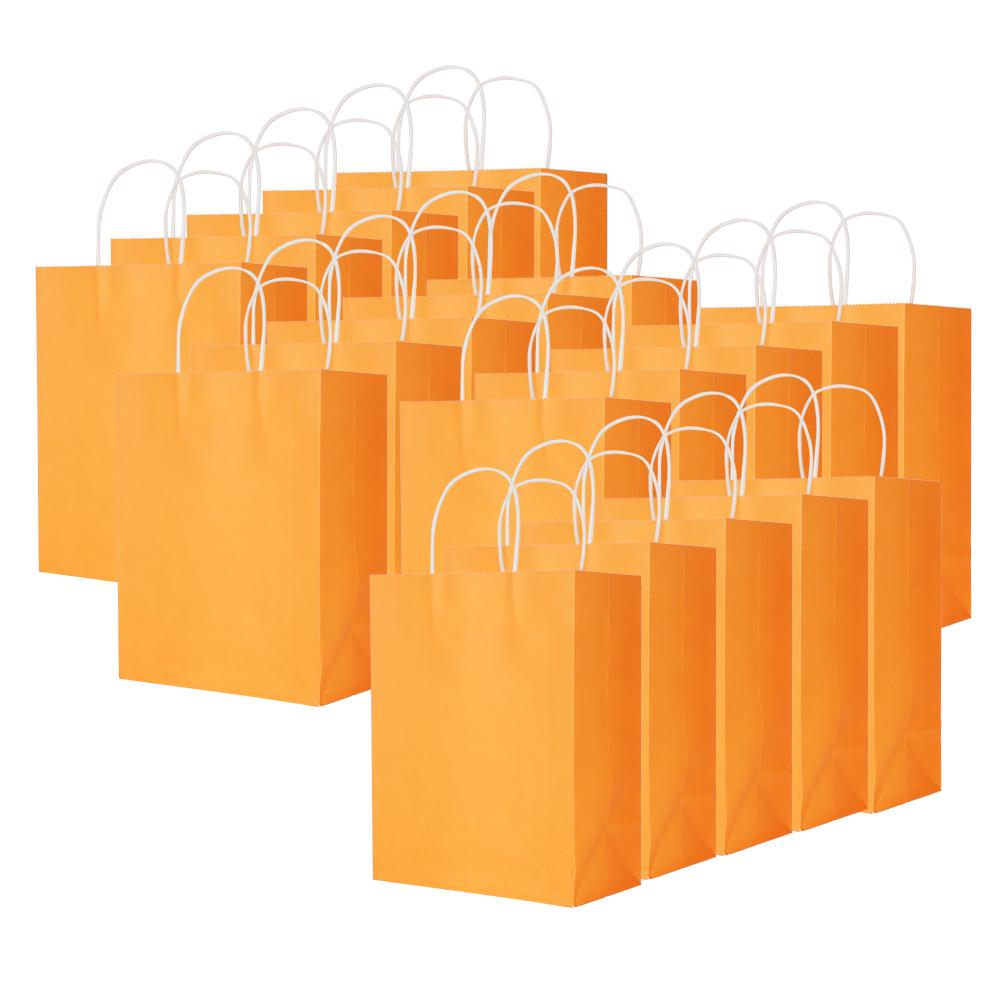 Eco‑Friendly Portable Kraft Paper Bag Shop Clothes Packaging Gift Bag (M 21 x 11 x 27.5cm)(Orange )