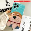 Cute Dog with Red Collar On Blue Background All Inclusive Film Hard Phone Case, Compatible with iPhone 18 Pro Max 17 16 15 14 13 12 11