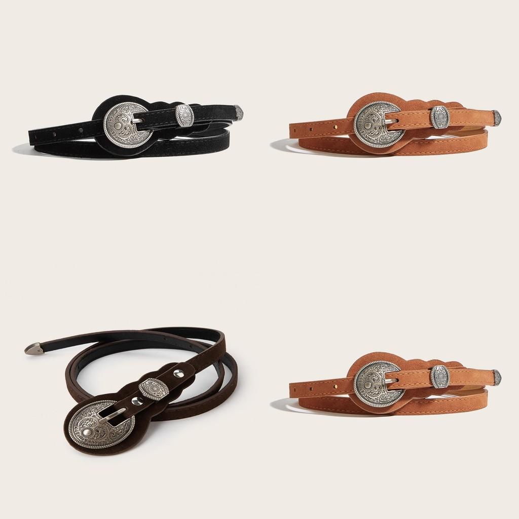 Ethnischer Stil Unifarbene Ovale Metallschließe Dekoration Wildleder Lässiger Gürtel Für Damen