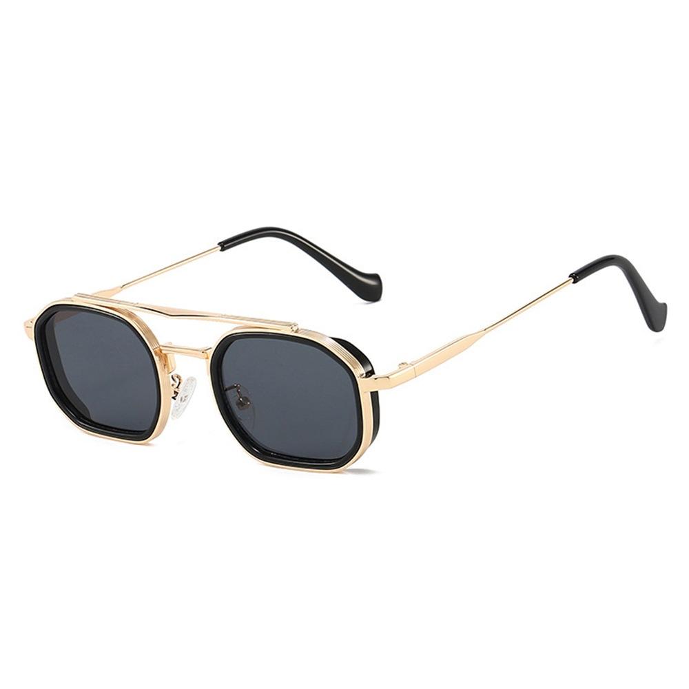 New European and American fashion retro double beam polygonal sunglasses ins Internet celebrity personality driving sunglasses