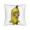 1pc Pillowcase, Cute Cat Pattern Banana-Shaped Pillow Cover - Features an adorable cartoon cat design with zipper closure, made of soft and smooth pol