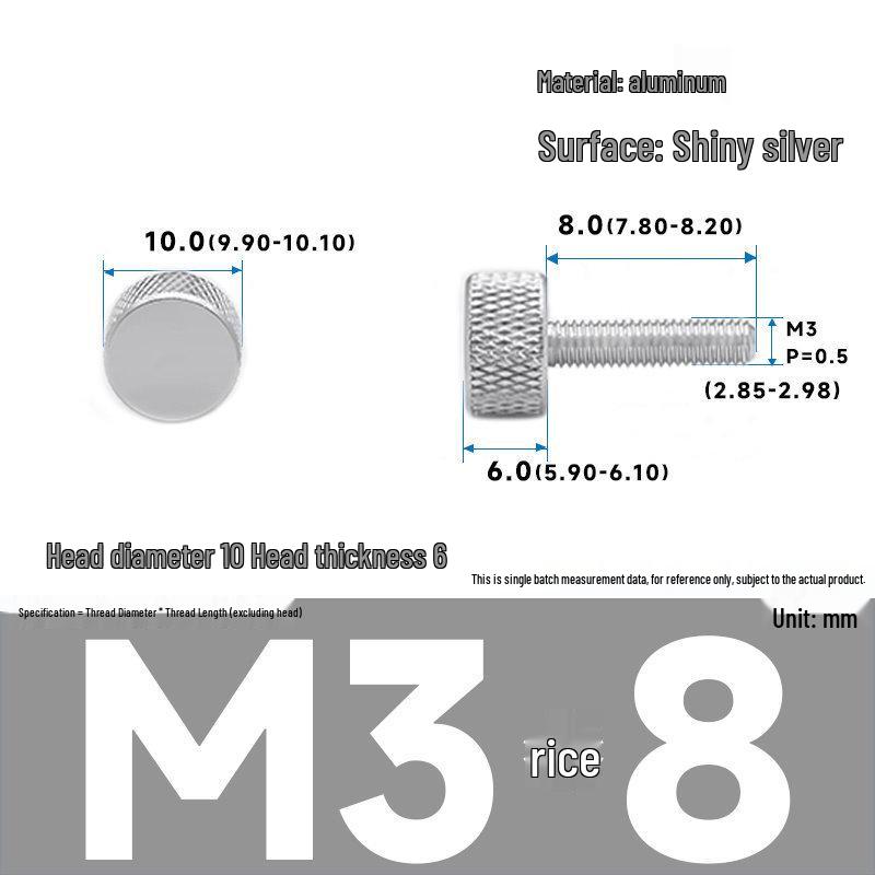 Barevné hliníkové šrouby s ručním utahováním pro úpravu počítačové skříně - velikosti M3/M4/M5, 16*5/6-10/20