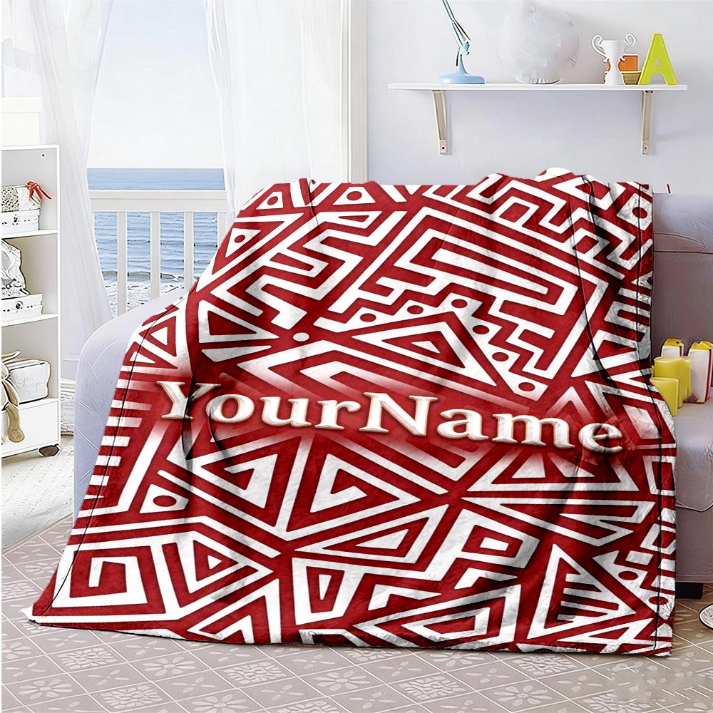 Ethnic Tribal Patterns Customize Text Blanket Gift Customizable Blanket Soft Warm Cozy Great for Office Living Room Chair Bed Four Seasons Universal