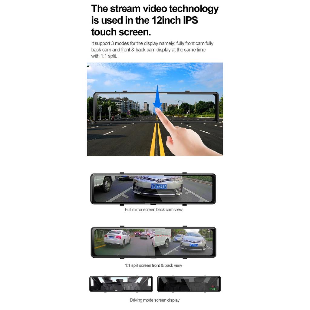 11.26 Inch 4K 3840*2160P Car DVR Dash Cam WIFI GPS APP WDR Rear View Mirror 1080P Car Camera Video Recorder Park Monitor