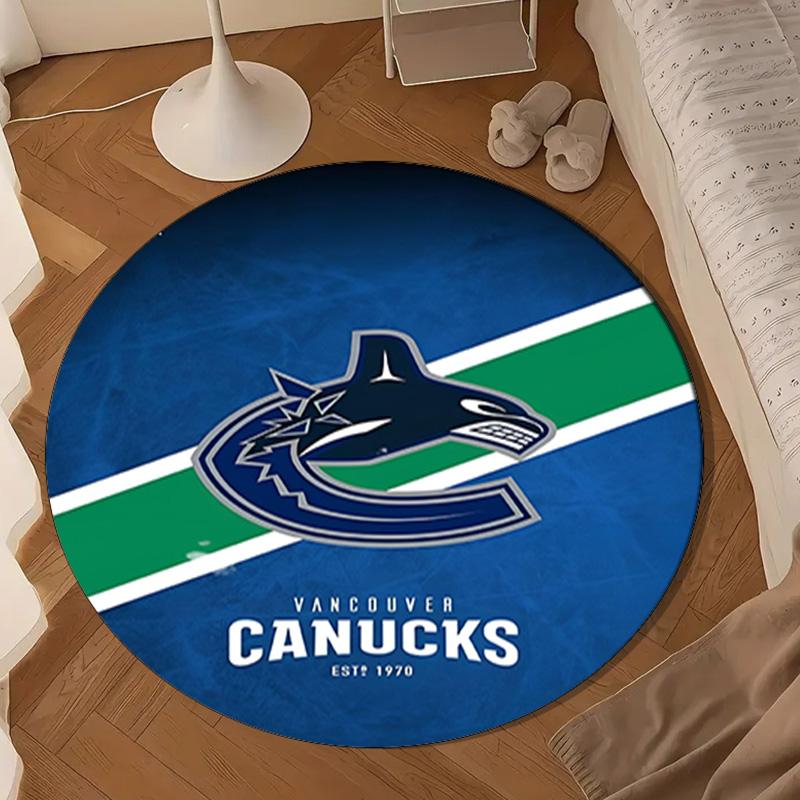 Vancouver Hockey Art Round Rug for Livingroom,Bedroom, Palyroom, Chair Rug, Area rug, Circle Carpet, Large Size Decor Fan Christmas gift